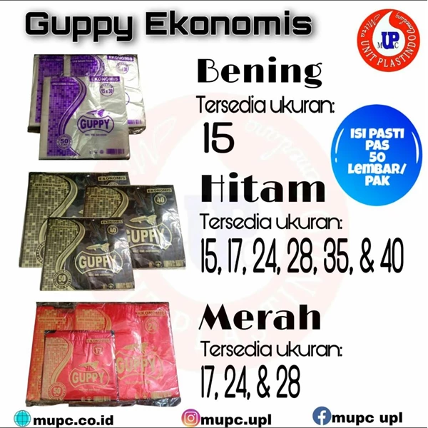 Kantong plastik guppy ekonomis bening ukuran 15 / kresek bening / asoi bening