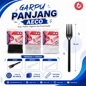 Garpu Plastik Panjang AECO Food Grade Bening Hitam Susu