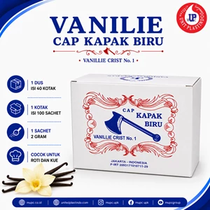 Vanilie Cap Kapak Biru Vanili Bubuk Sachet 2gr Perisa Makanan Untuk Roti dan Kue