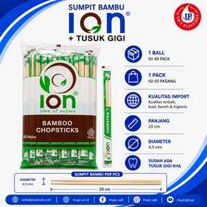Sumpit Bambu ION 20 cm dengan Tusuk Gigi Higienis
