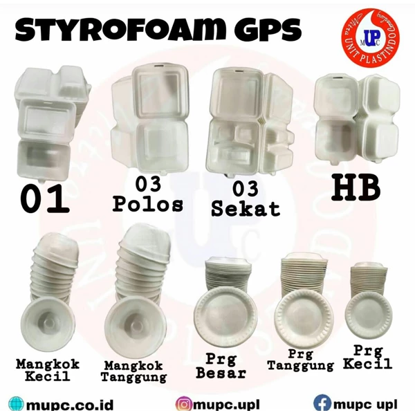 Kotak Makan Styrofoam Gps / Gosyen Polos Dan Sekat / foam