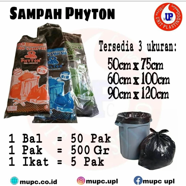 Hd Kantong Sampah Plastik Phyton Terdiri Dari Uk 90X120 / 80X120 / 60X100 / 50X75