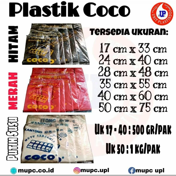Coco Milk White Plastic Bags Of Various Sizes