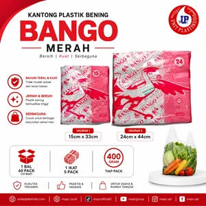 Kantong Plastik Kresek bening Bango Merah Uk 24 Dan 15