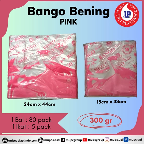 Kantong Plastik Kresek Bango Pink Ukuran 24 Dan 15 kresek bening asoi bening