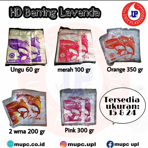 Plastic Bags Lavenda Ungu Size 24 And 15