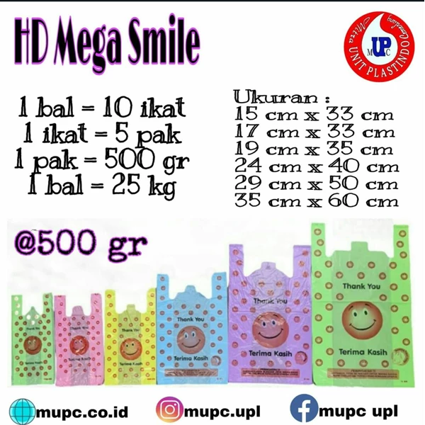 Various Size Mega Smile Hd Plastic Bags