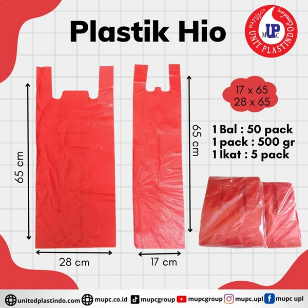 Kantong Plastik HIO MERAH UK 28X65 & 17X65 / kantong plastik merah