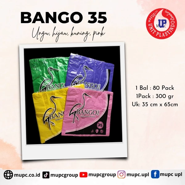 Kantong Plastik Kresek Bango 35 Warna Kuning / Hijau / Ungu / Pink / Kantong kresek / asoy