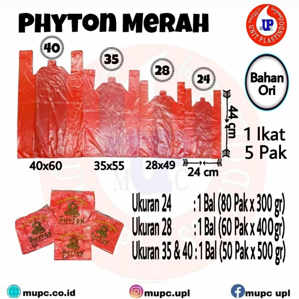 Kantong Plastik Kresek Phyton  Merah