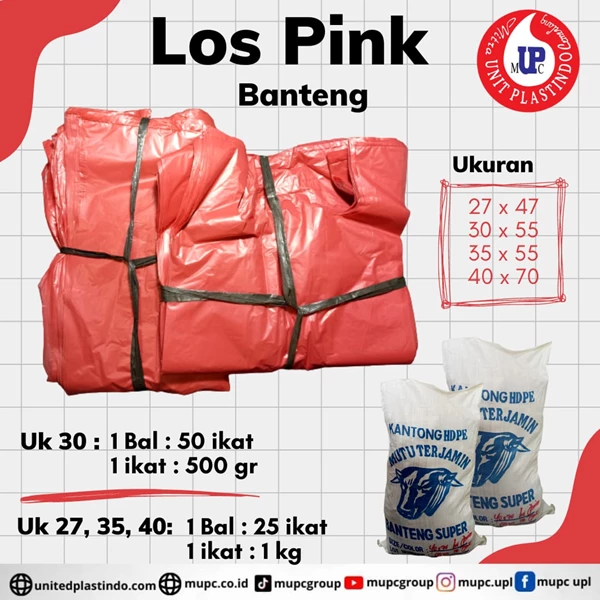 Kantong Plastik Kresek Los Pink Banteng / plastik banteng