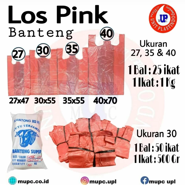 Kantong Plastik Kresek Los Pink Banteng / plastik banteng