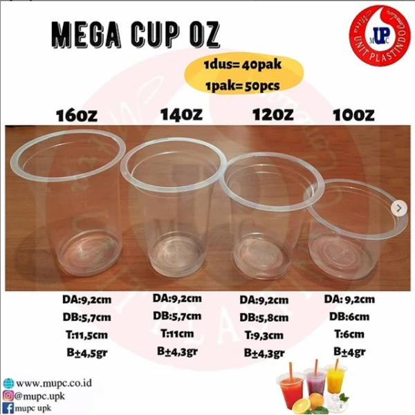 GELAS MEGA OZ / CUP MEGA OZ / GELAS PLASTIK