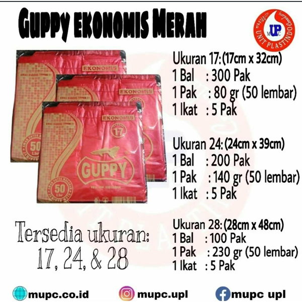  Hdpe Guppy Economic Red / plastic bag