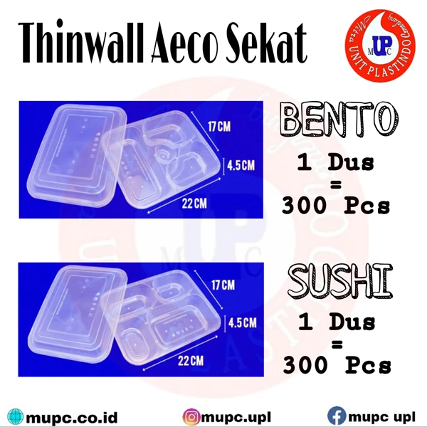 Thinwall aeco sekat / Kotak makanan / Bento dan sushi